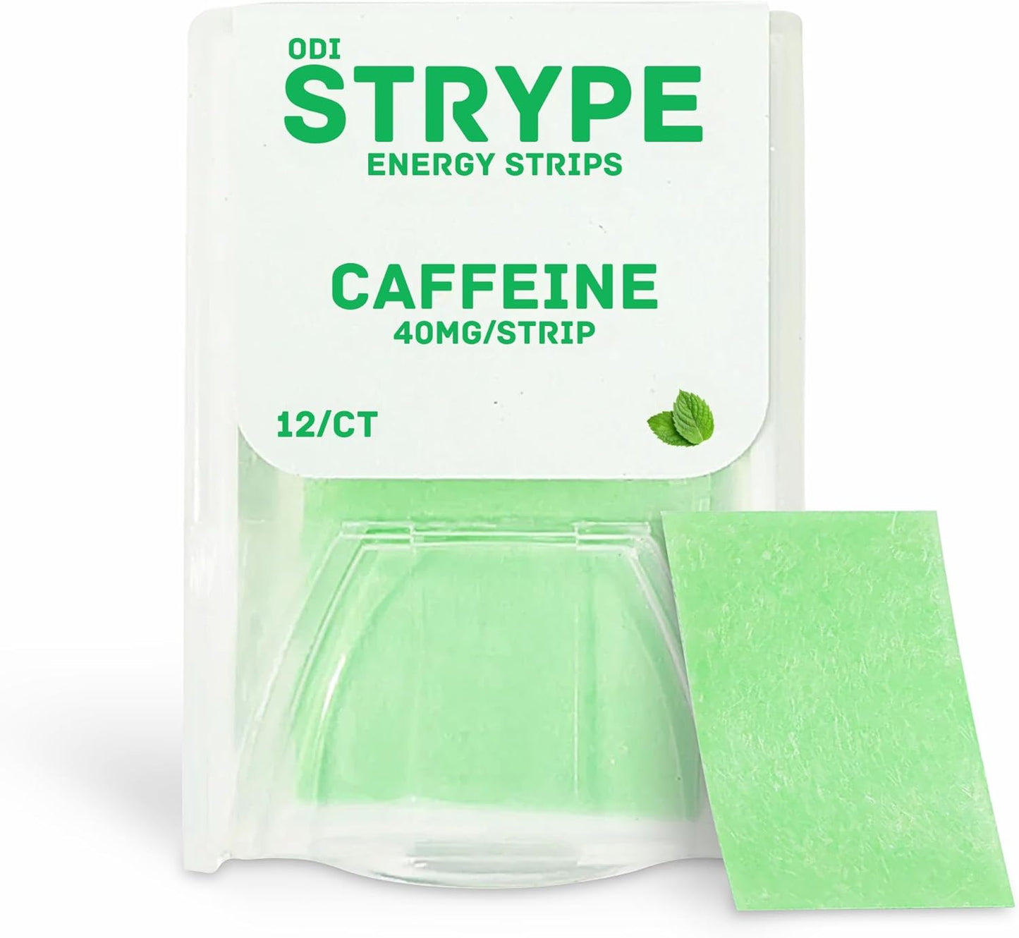Energy Strips | Instant Caffeine in a Strip | 80mg per Serving | Portable Caffeine + Breath Mints | Zero Calories & Zero Sugar | Spearmint Flavor | 12 Strips per Pack