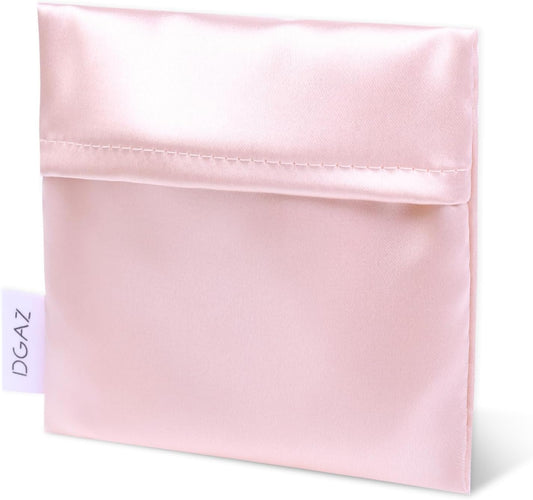 DGAZ Silk Sanitary Napkin Storage Bag, Period Bag for Teen Aged Girls, Portable Period Bag for Panty Liners/Menstrual Cup/Small Tampons，Mini Makeup Bag for Purse(Pink)