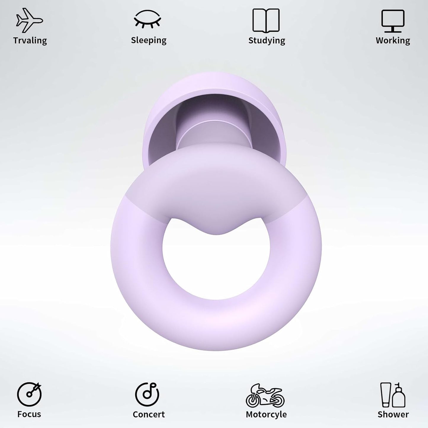 Ear Plugs for Sleeping, 2 Pairs of Reusable Earplugs for Noise Reduction 25dB-30dB with 8 Ear Tips, Soft Hearing Protection Ear Plugs for Concert,Noise Sensitivity, Study & Work