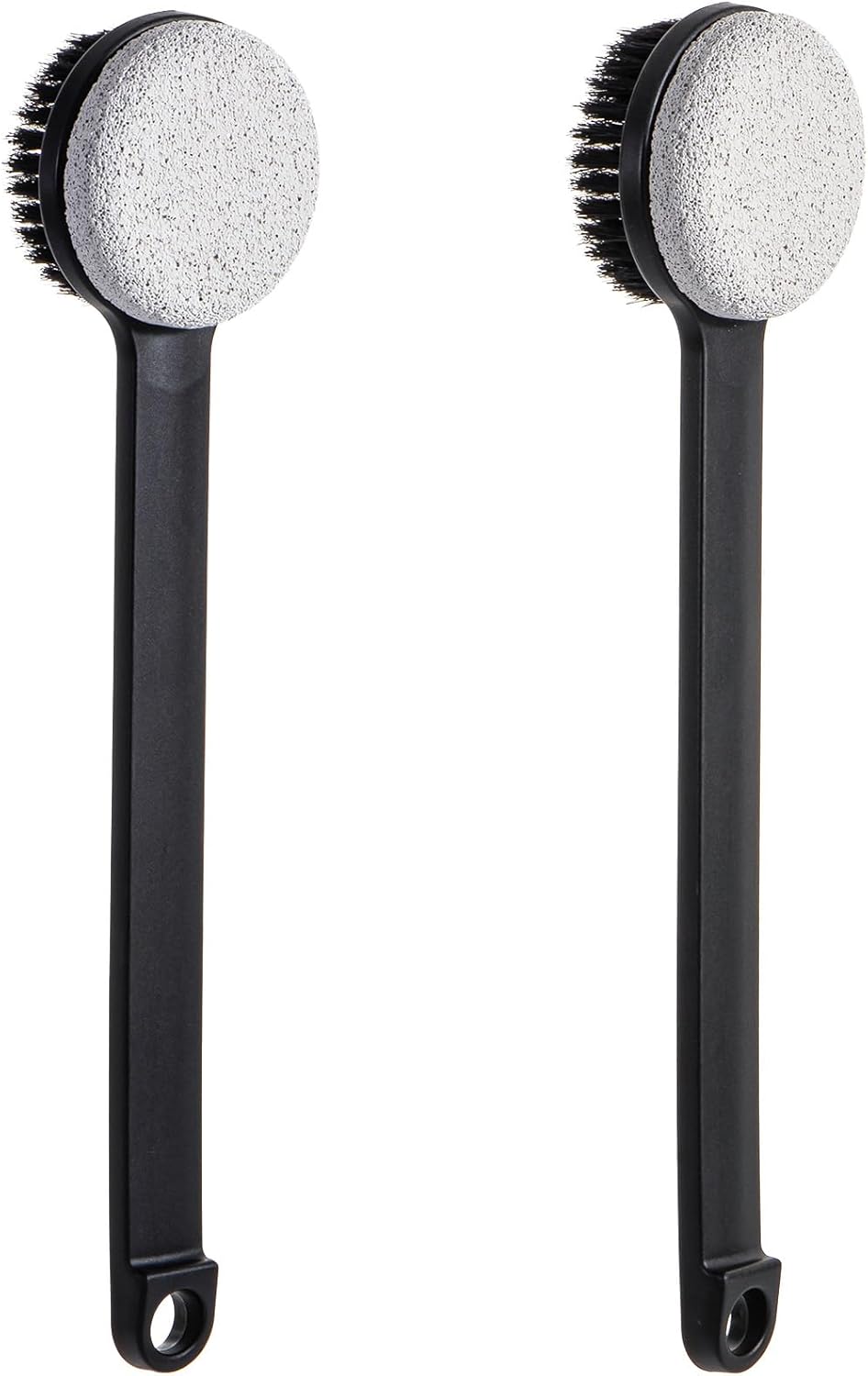 Pumice Stone for Feet with Long Handle (Double-Faced Straight Black Handle, Count, 2.0)