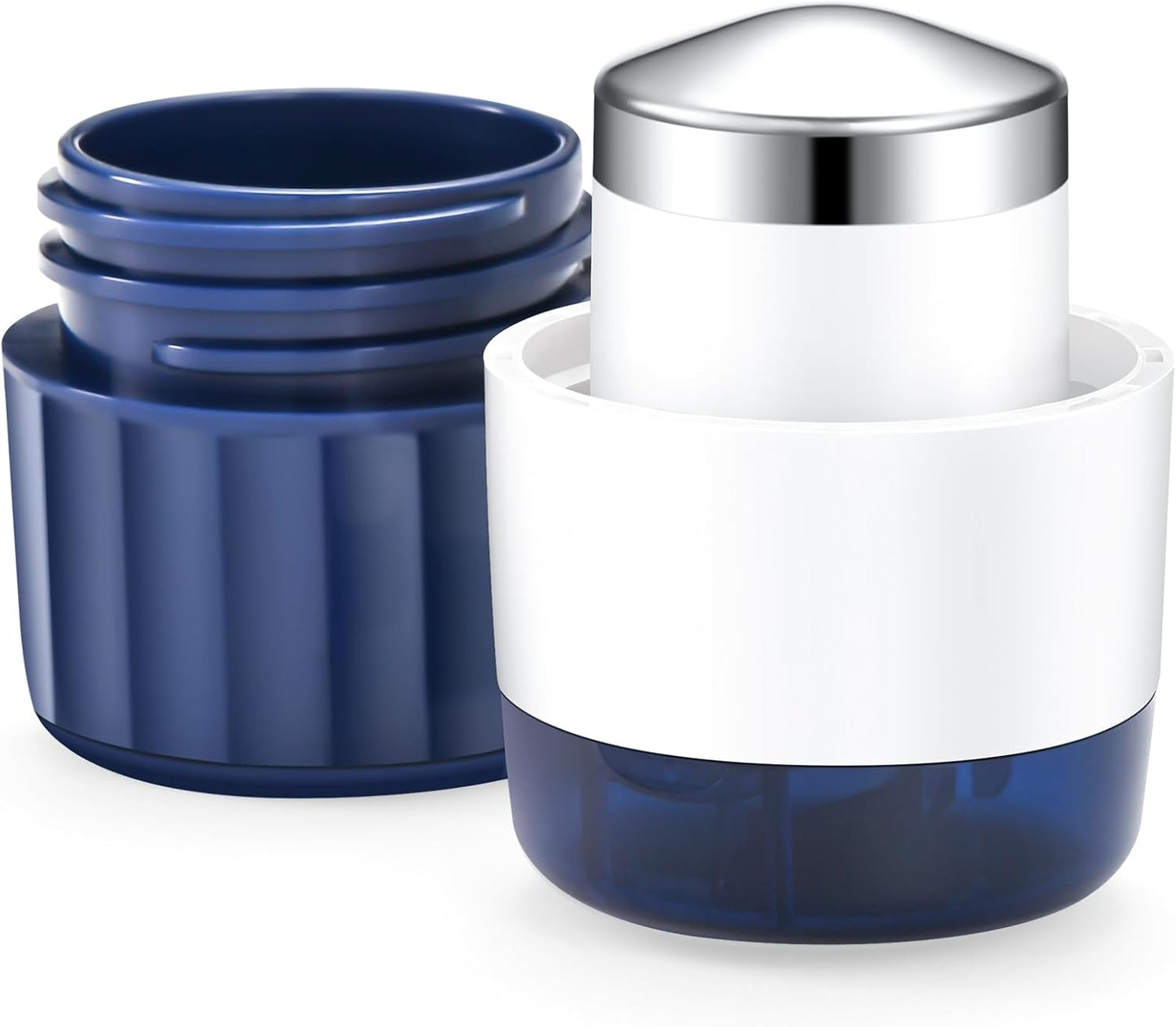 Fullicon 3 in 1 Pill Crusher Fine Powder with Stainless Steel Grinding Head, Pill Grinder for Elderly & Pet, Pill Cutter Splitter with Storage, Triturador de Pastillas with Free Brush (Indigo)