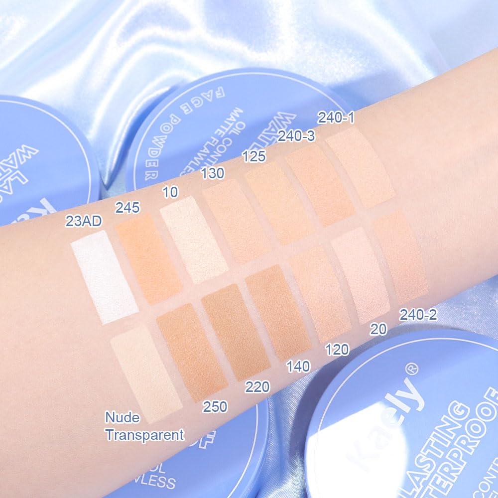 Kaely Pressed Face Powder Compact with Mirror and Puff, Makeup Setting Powder for Women Oily Skin, Oil Control Matte Powder Foundation Waterproof, polvo compacto perfection mate, 02 Natural Beige