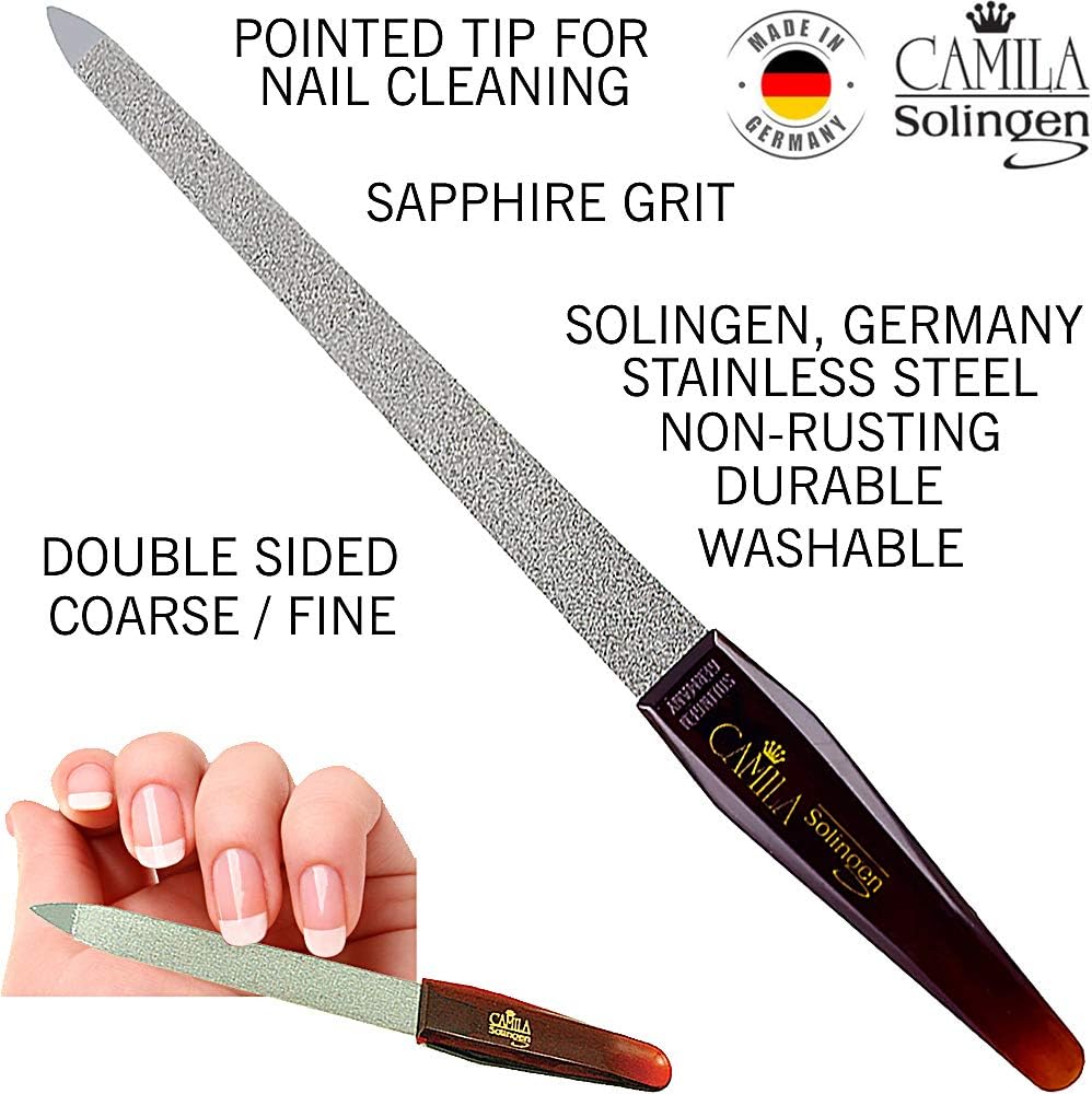 CS19 Sapphire Metal Nail File for Natural Nails Fingernail and Toenail Care, 8" Double Sided Coarse and Fine for Manicure and Pedicure