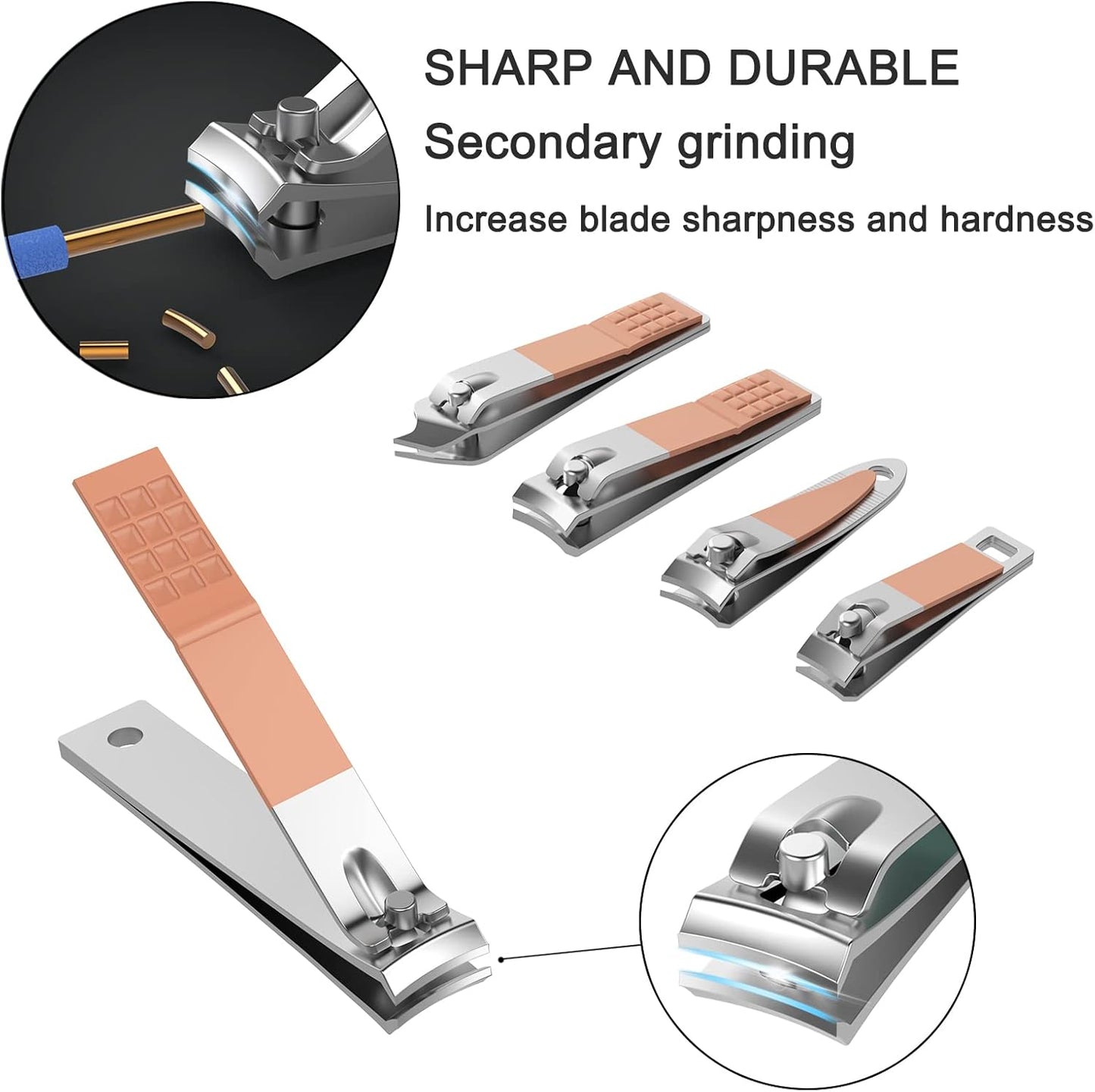 Manicure Set Personal Care, Nail Clipper Kit, Professional Nail Clipper Pedicure Set, Nail Tools with Luxurious Travel Case, Gifts for Men Women Family Friend, 31 Pieces (Pink)