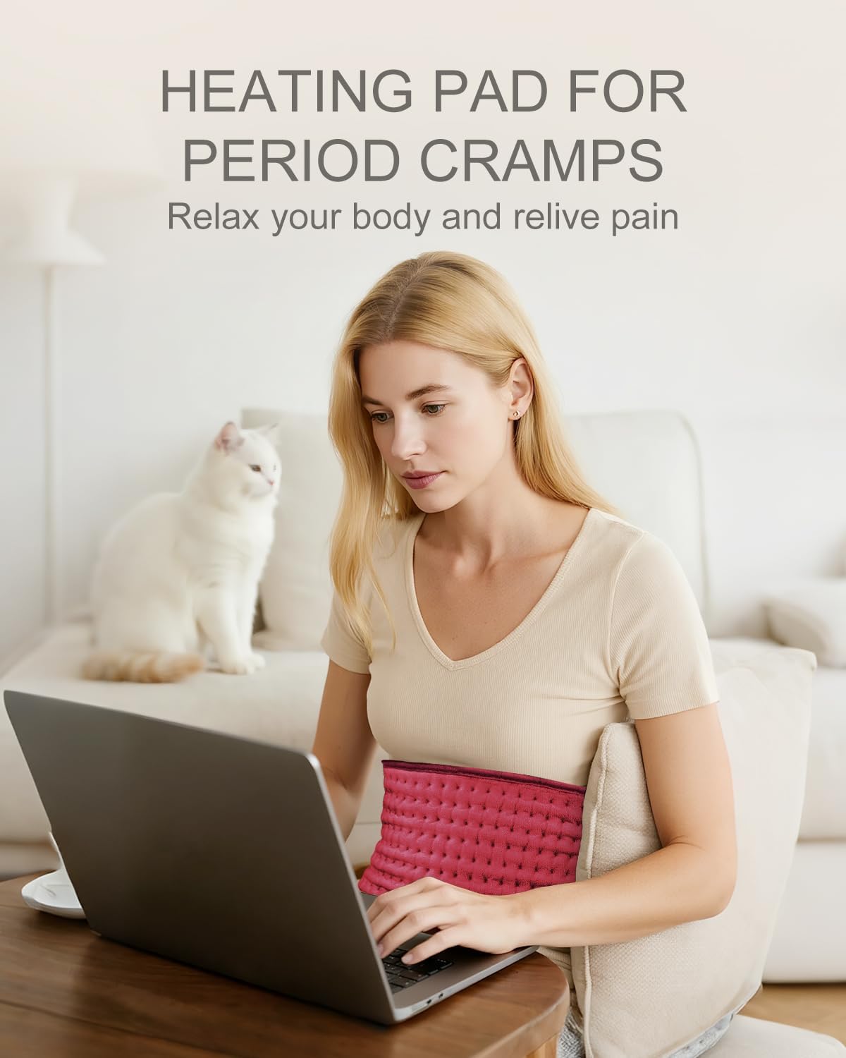 Electric Heating Pad for Period Cramps, LANVA Christmas Gifts for Women Wife Mom Grandma, Heat Pad for Neck and Shoulders and Back Pain Relief, Machine Washable, ETL Certified, 12"x24", Red