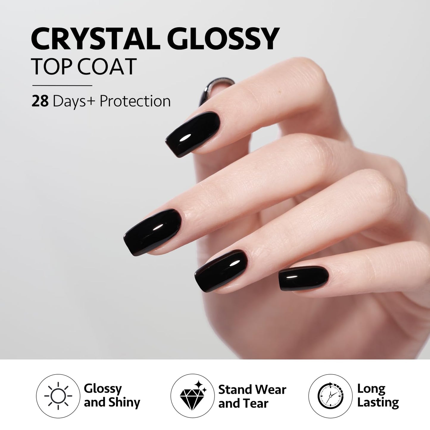 GAOY Crystal Glossy Gel Top and Base Coat Set, 16ml 2 Pcs High-Gloss Top Coat and No Wipe Foundation Combination for UV Light Gel Nail Polish