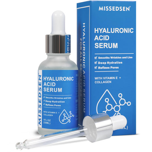 Hyaluronic Acid Serum with Collagen Vitamin E Oil for Skin Care, Hydrating, Brightening Serum for Face anti aging for All Skin Types Daily Use 1Fl oz