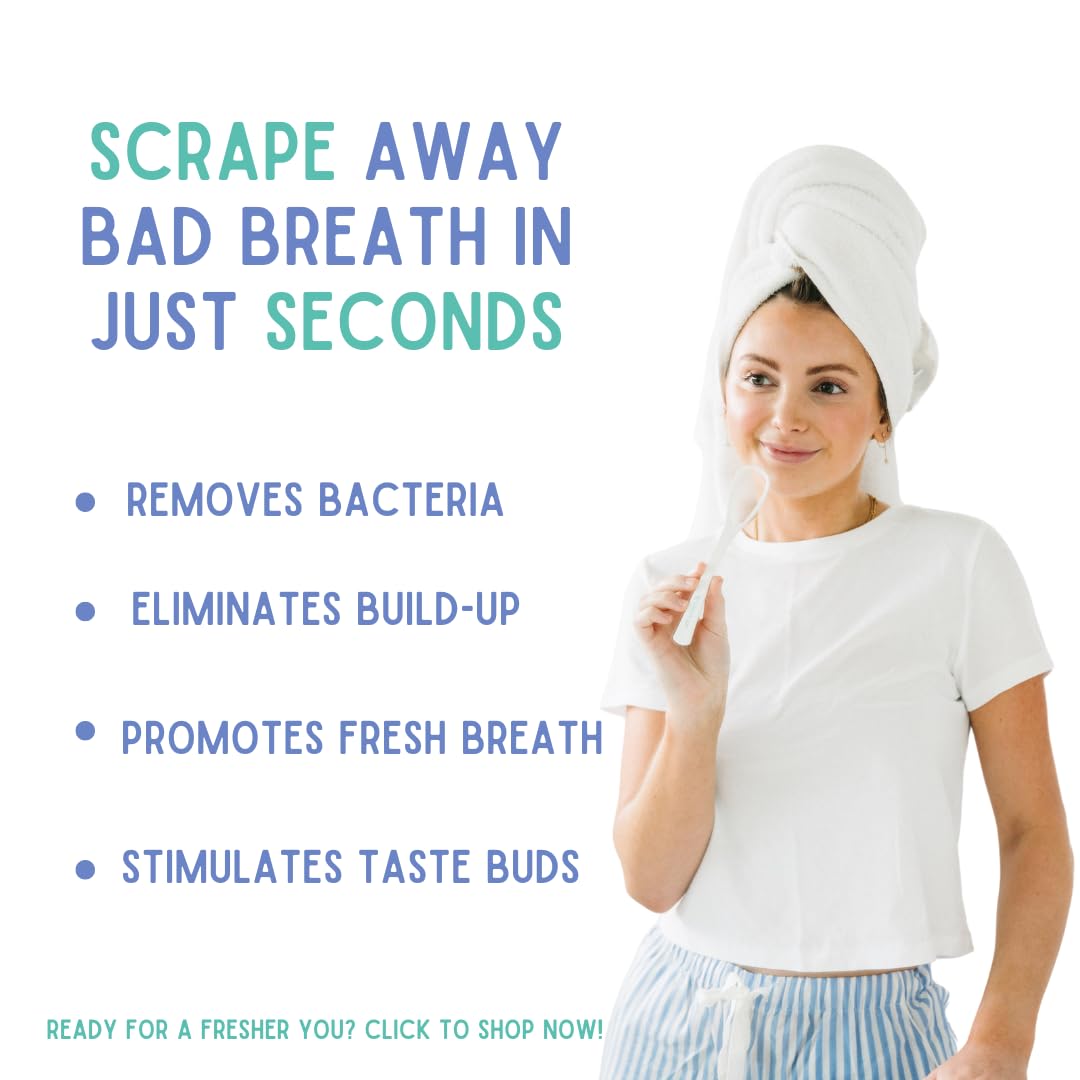 Ergonomic Tongue Scraper - Dentist-Developed Tongue Cleaner for Adults - Gentle Stylish Tongue Scrubber for Oral Care, Dental Hygiene - Large