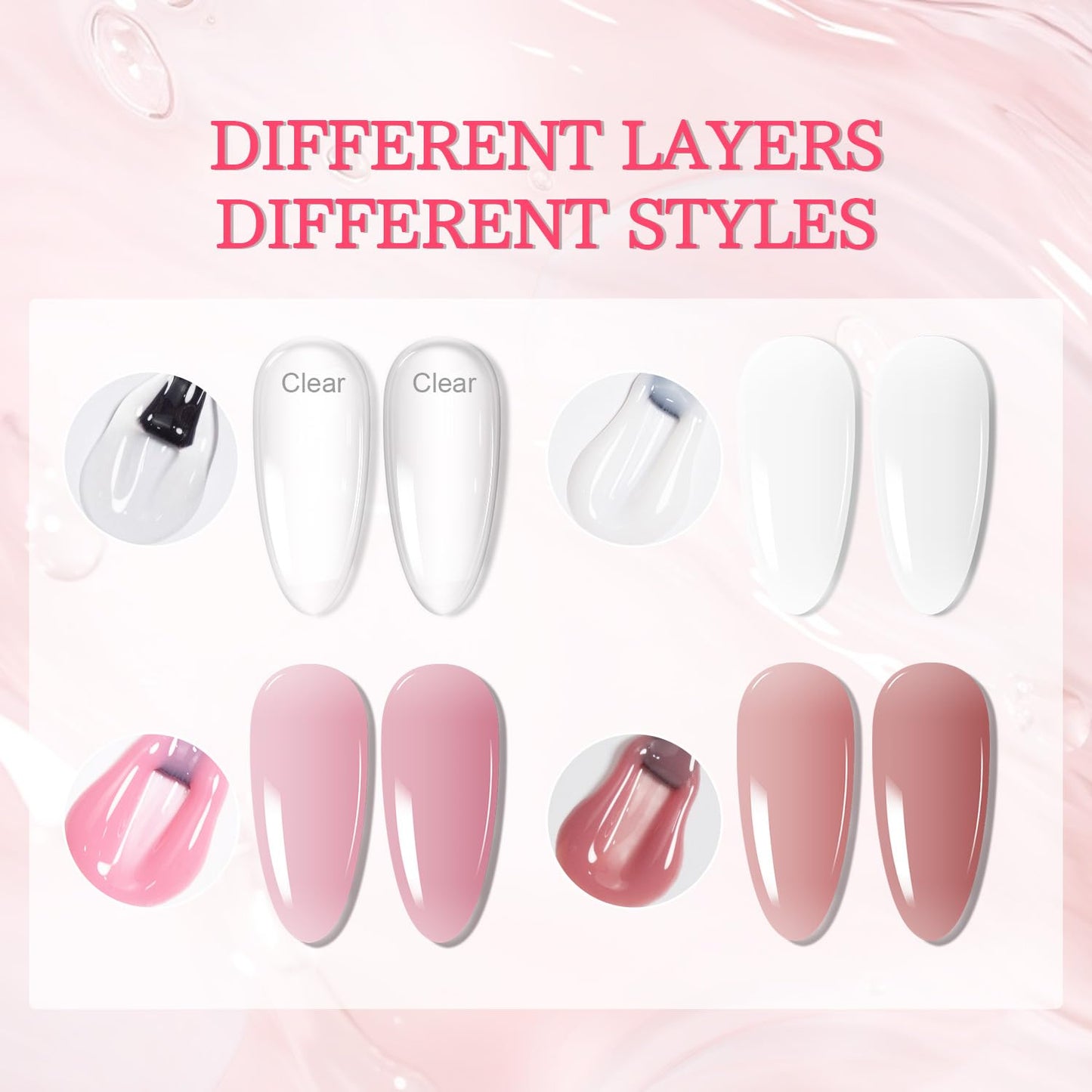 JODSONE 4 Bottles of 15 ML Capacity Builder Gel Nail Kit Building Nail for Extending Nails Need to Cured By Nail Lamp