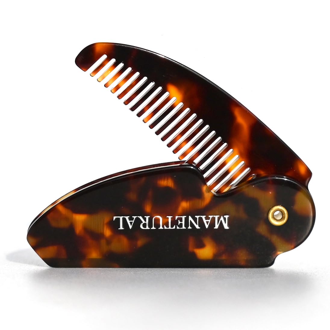 60L Handmade Saw-Cut Folding Mustache Comb - Premium Quality Pocket Comb for Perfect Moustache Styling (Small) (Tortoiseshell, 1 PACK)