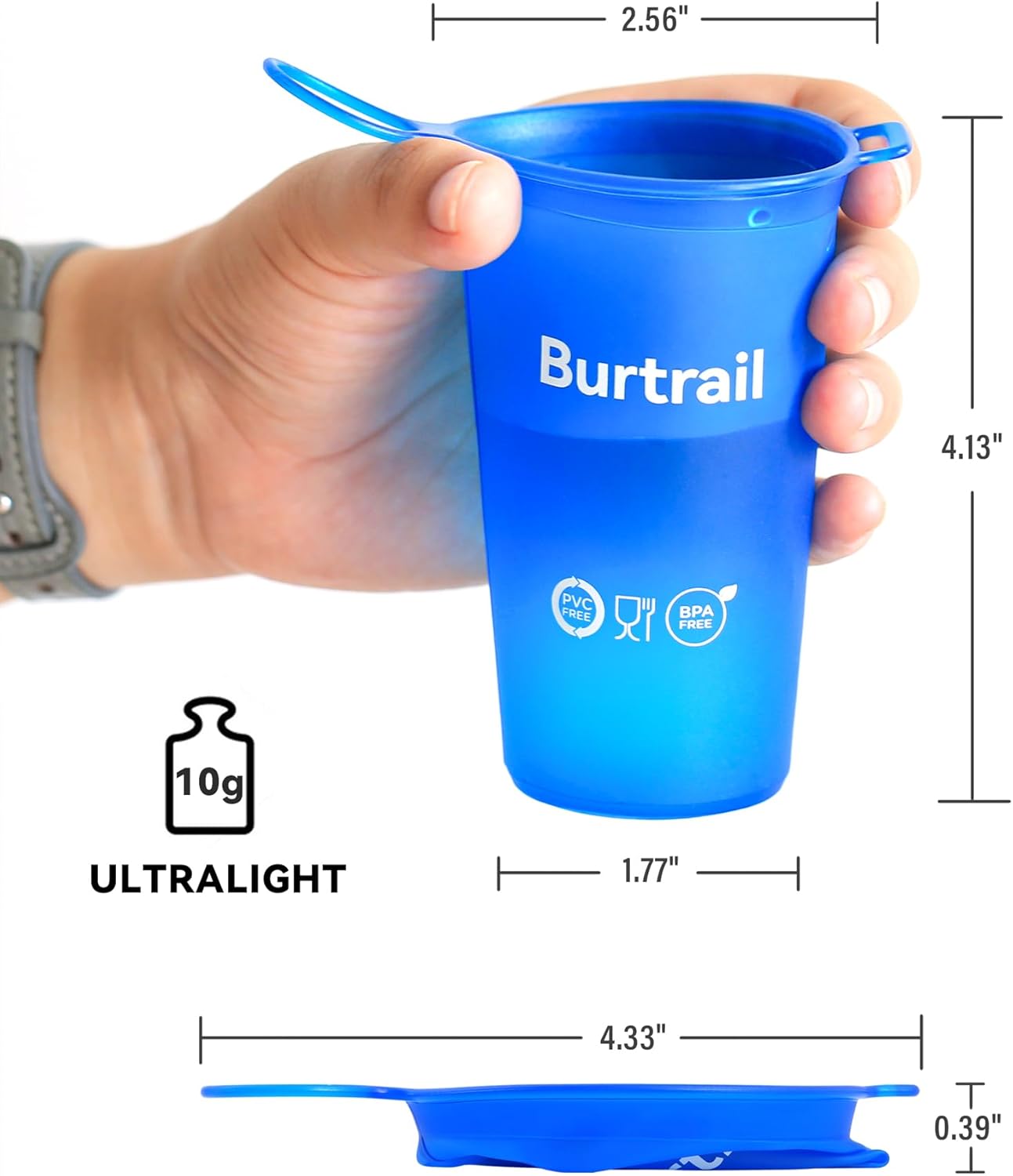 200 ml/6.8 oz-2Pack-Collapsible Cup TPU Running Water Cup Ultralight Protable with Carabiner for Backpacking,Running,Climbing,Camping,Party-BPA Free,Blue