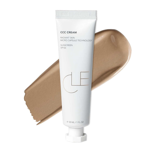 CLE Cosmetics CCC Cream (Warm Medium Light 203 / SPF 50) - Color Correcting With Sunscreen - Lightweight, Hydrating Foundation - BB & CC Hybrid - Light to Medium Coverage - 1 fl oz