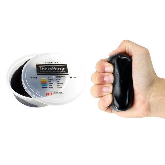CanDo Theraputty Plus Hand Exercise Putty for Rehabilitation, Exercises, Hand Therapy, Hand Strengthening, Stress Relief - Black 4 oz X-Firm