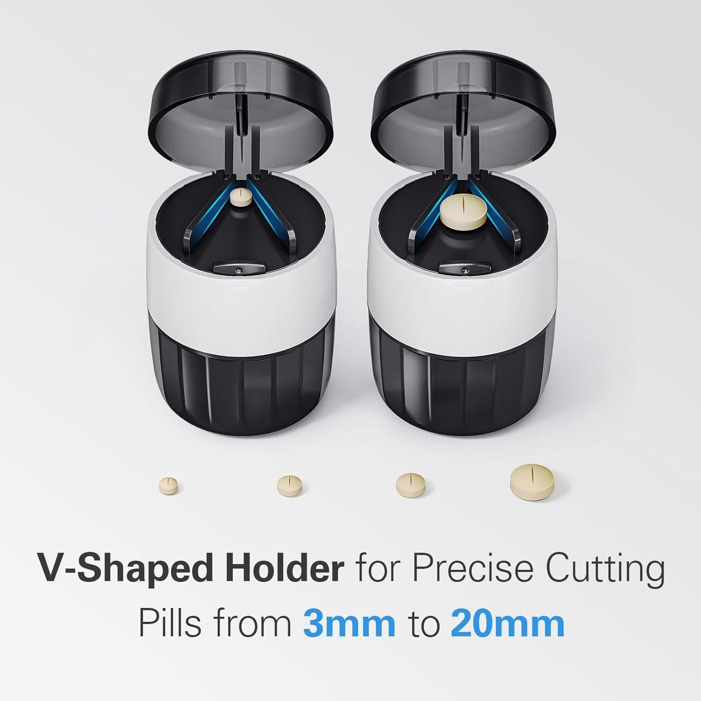 DEPAD 3-in-1 Pill Crusher and Pill Cutter, Pills Crusher Fine Powder with Stainless Steel Grinding Head, Pil Grinder with Storage for Tablets, Cutter Splitter for Small and Tiny Pills