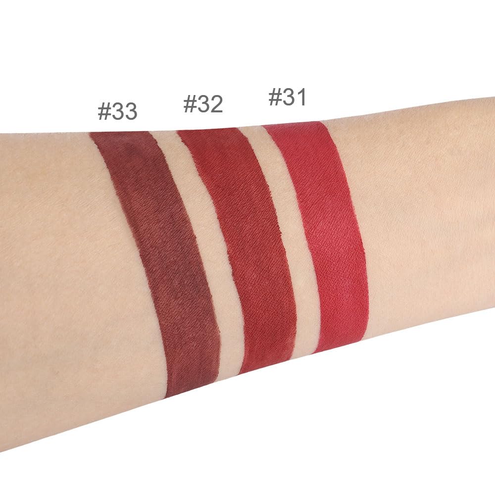 evpct 3Pcs Dark Deep Ruby Light Rose red Brown red Matte Liquid Lipstick Sets for Women 24-hour Matte+Lipstick Lipsticks Lip Stain Gloss Long Lasting 24 Smudge Waterproof
