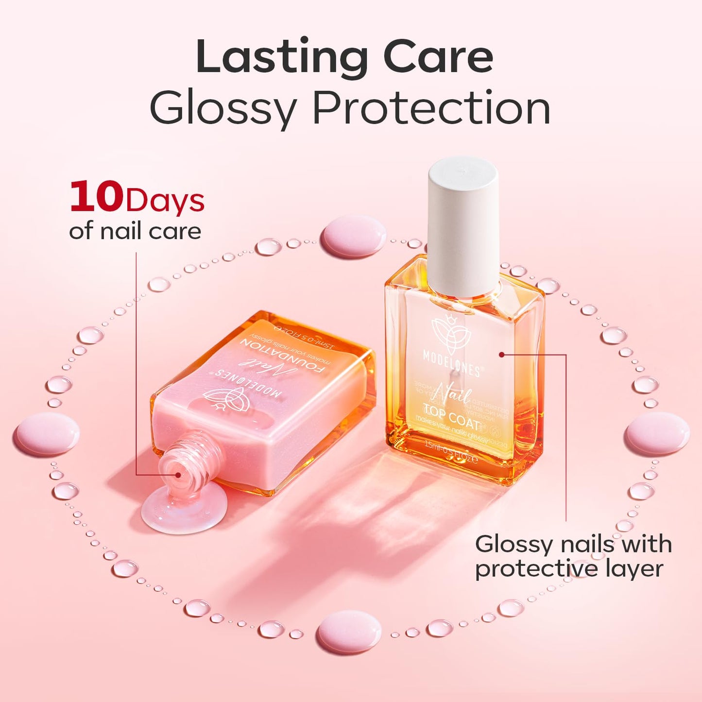 modelones Nail Strengthener Clear Gel Top Coat Nail Polish Cuticle Oil Pen Pink Nail Repair for Damaged Nails Care Kit for Women 15 ml Ridge Filler for Growth