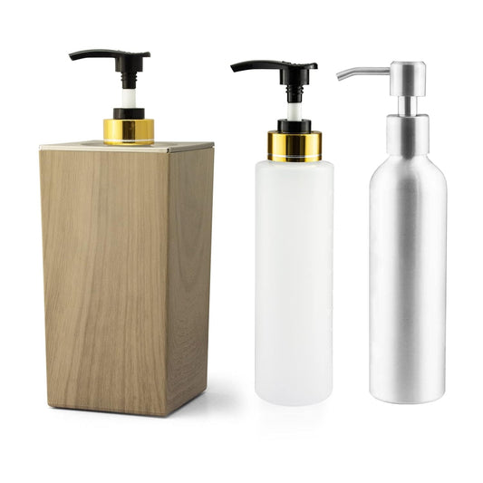 Elitzia Massage Oil Warmer Lotion Warmer 131°F Constant Temperature with Metal Plastic Pump Bottles Massage Oil Heater for Creams Gels & Essential Oils ETOH843NB (Square Natural Color)