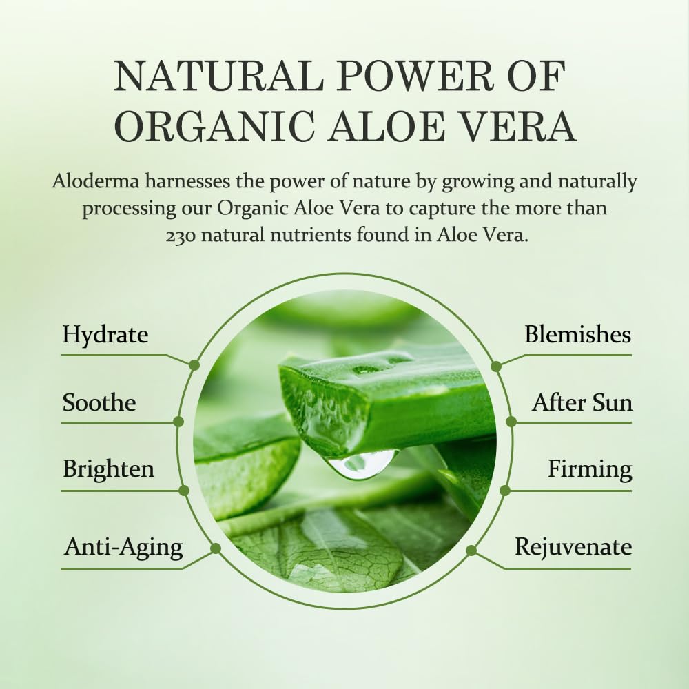 Aloderma 99% Organic Aloe Vera Gel for Face Made within 12 Hours of Harvest, Natural Hydrating Pure Aloe Vera for Soothing Skincare, Moisturizing Aloe Gel for Skin, Face, Sensitive Skin, 4oz - 2ct