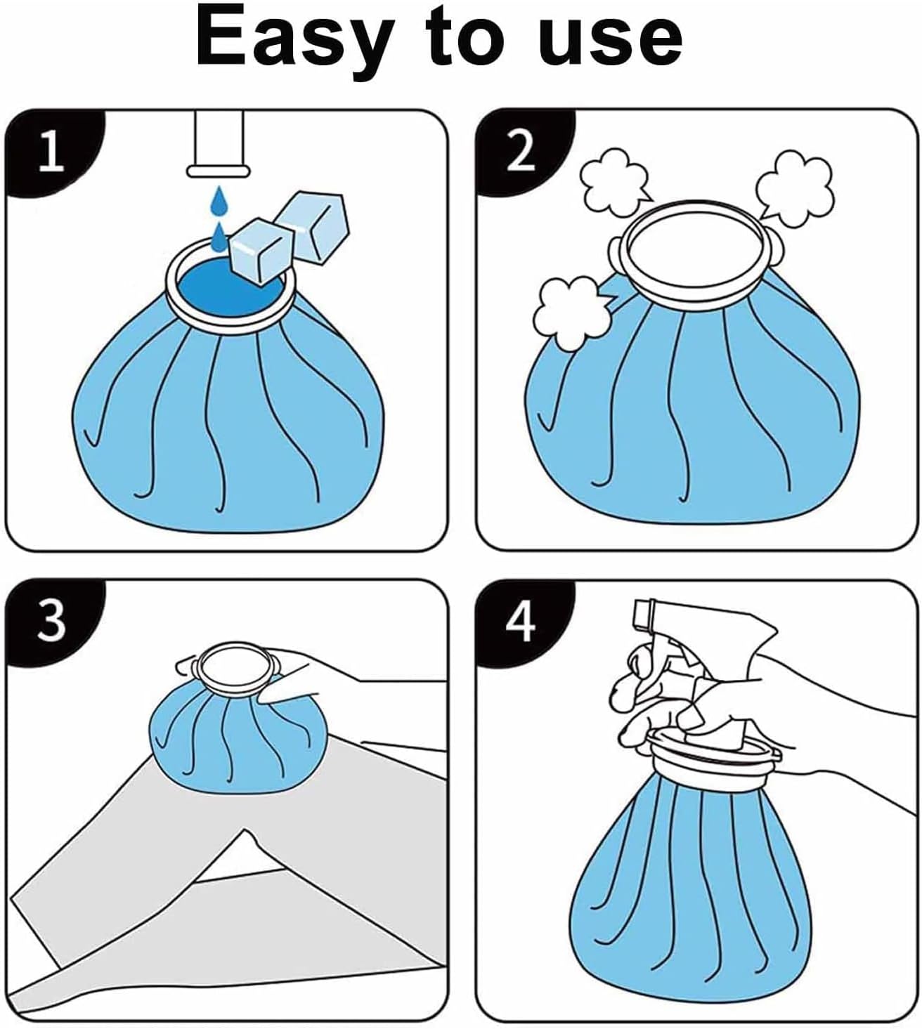 2-in-1 Ice Bag for Injuries 9 Inch – Reusable Leak-Proof Ice Pack with Wide Mouth for Pain Relief, Cold Therapy, Sports Injuries, Swelling, Headaches & Heat Relief(2 Pack)