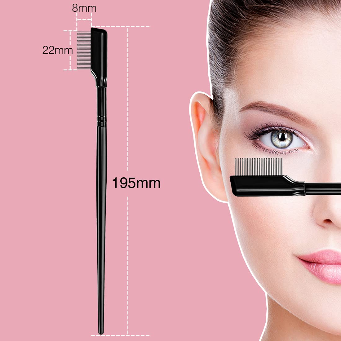 2Pcs Eyelash Separator, Eyelash Comb Lash Brush Separator, Lash Comb Eyelashes Curler Makeup Mascara Applicator, Eye Makeup Brush Tools, Metal Teeth Eyelashes Grooming Tool