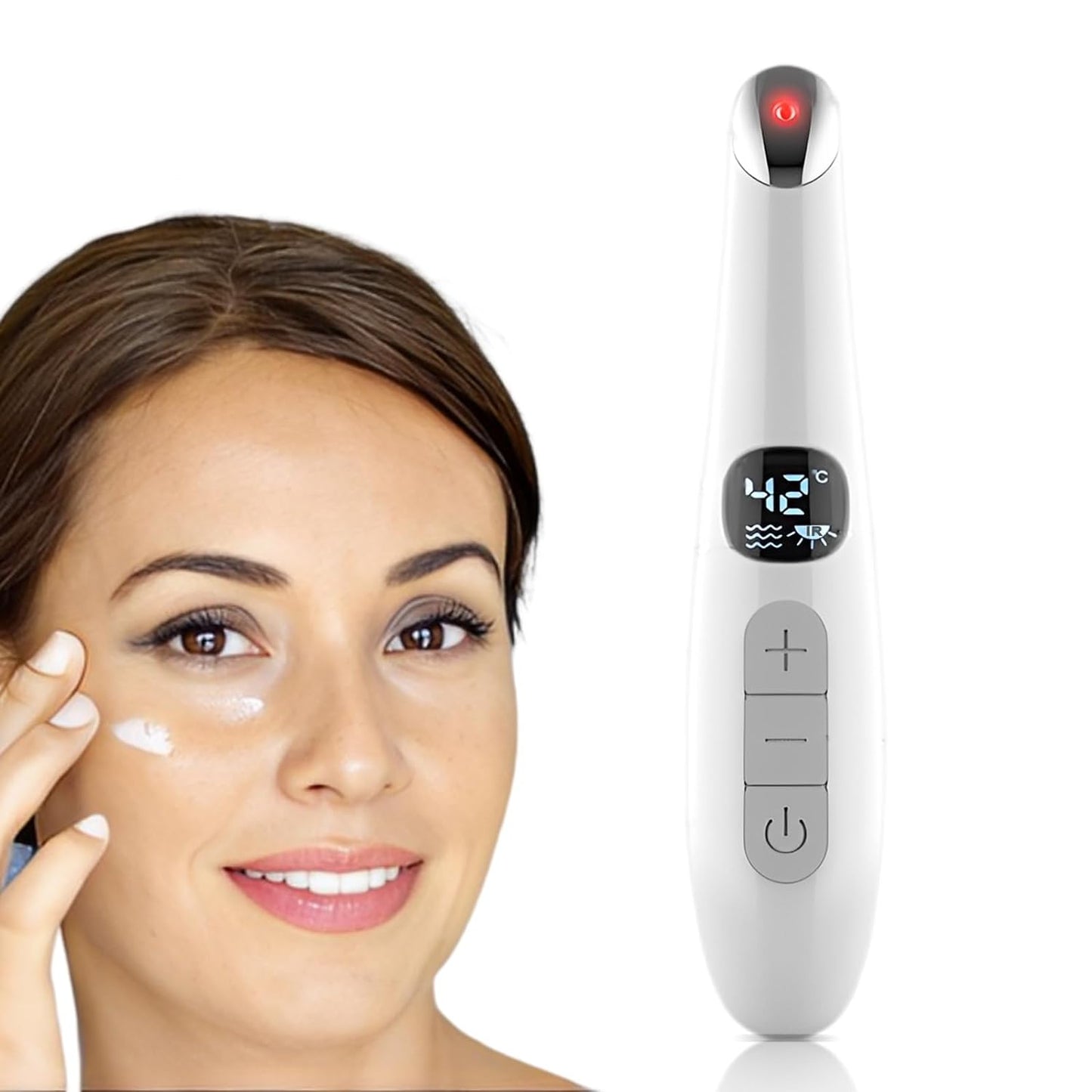 Eye Lift Wand, 3 in 1 Vibrating Red Light 98°F to 113°F LCD Display Eye Massager for Dry Eyes, Dark Circles and Puffiness, Electrical Face, Neck Sculpting Pen for Fine Lines and Wrinkles