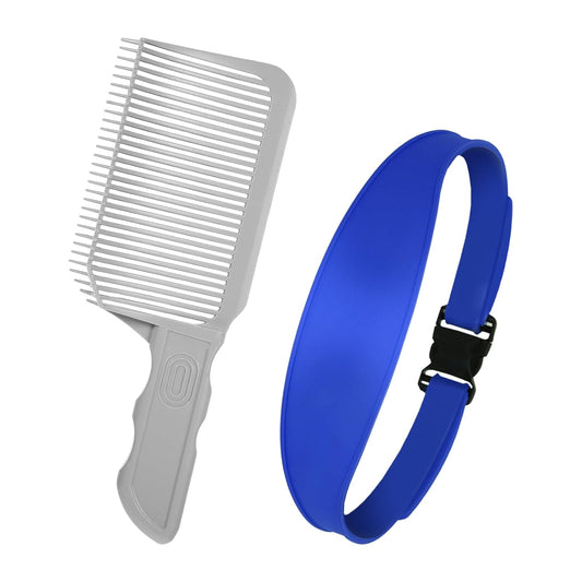 Fade Guide Hair Trimming Set for Men with Fade Comb & Adjustable Curved Haircut Band, Neckline Shaving Template and Barber Comb for DIY Home Haircuts, Guide for Clippers Barber Tools