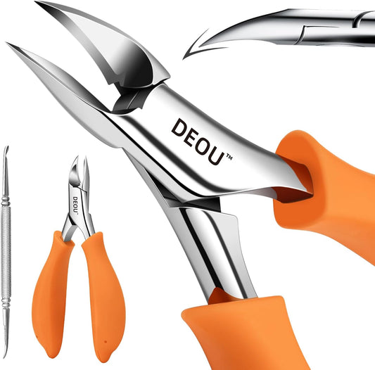 Podiatrist Toenail Clippers Ingrown Toenail Tools for Thick Nails and Inlaid Nails,Manicure and Pedicure Clippers,Heavy Duty Nail Clippers, Pedicure Tools (Orange+Nail Remover)