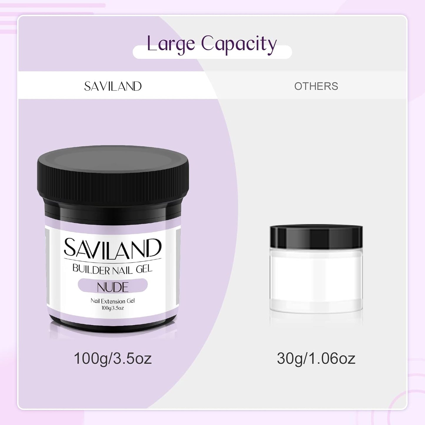 SAVILAND 100 g Builder Nail Gel U V - 3.5 oz Nude Color Hard Gel for Nails High-Capacity for Nail Extension Enhancement Strengthen U V Gel LED Repair Carving DIY Nail Art Manicure Set