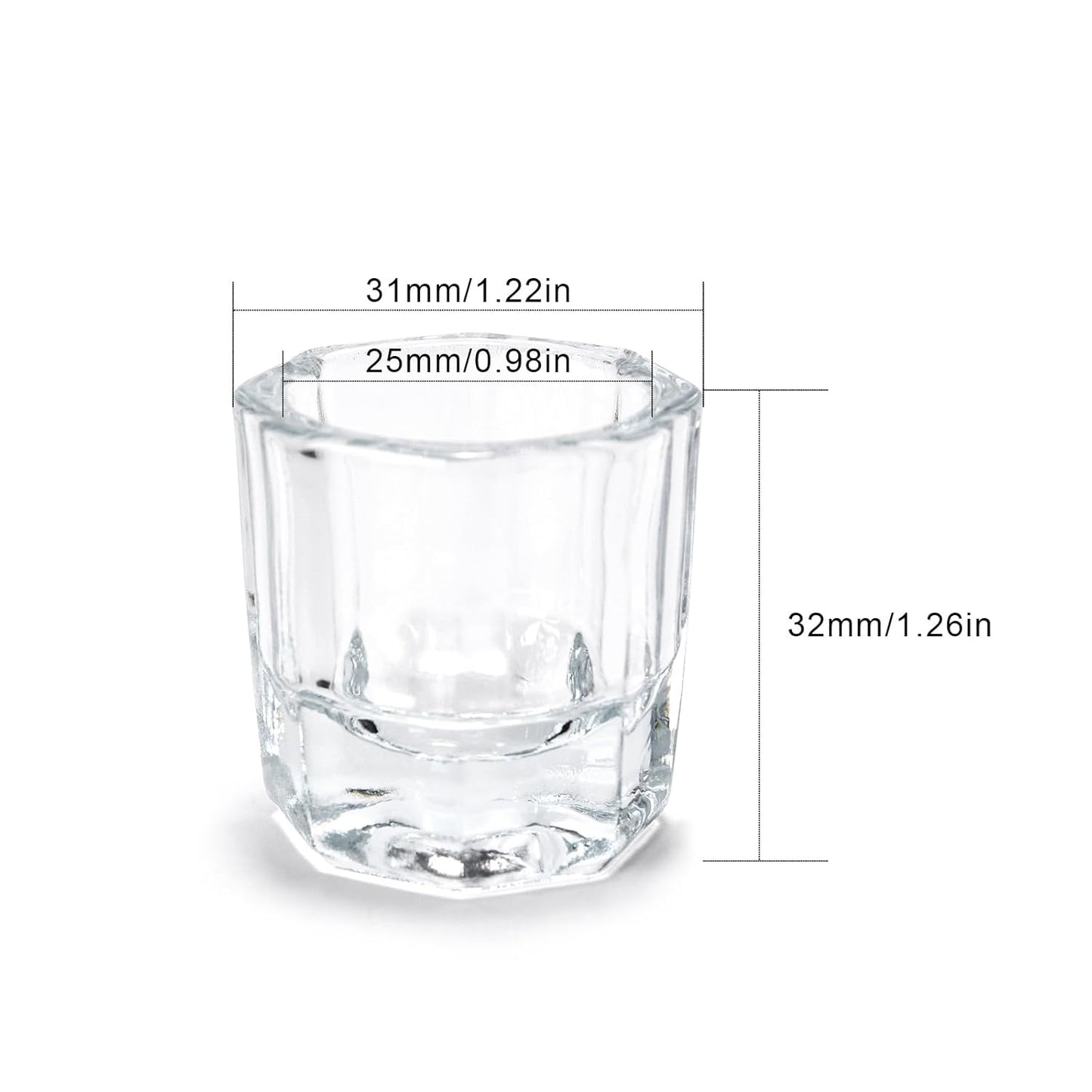 2Pcs Nail Art Dappen Dish Cups for Acrylic Liquid and Powder Clear Glass Nail Bowl Acrylic Powder Holder Nail Liquid Cup Acrylic Glass Jar Crystal Bowl for Nails