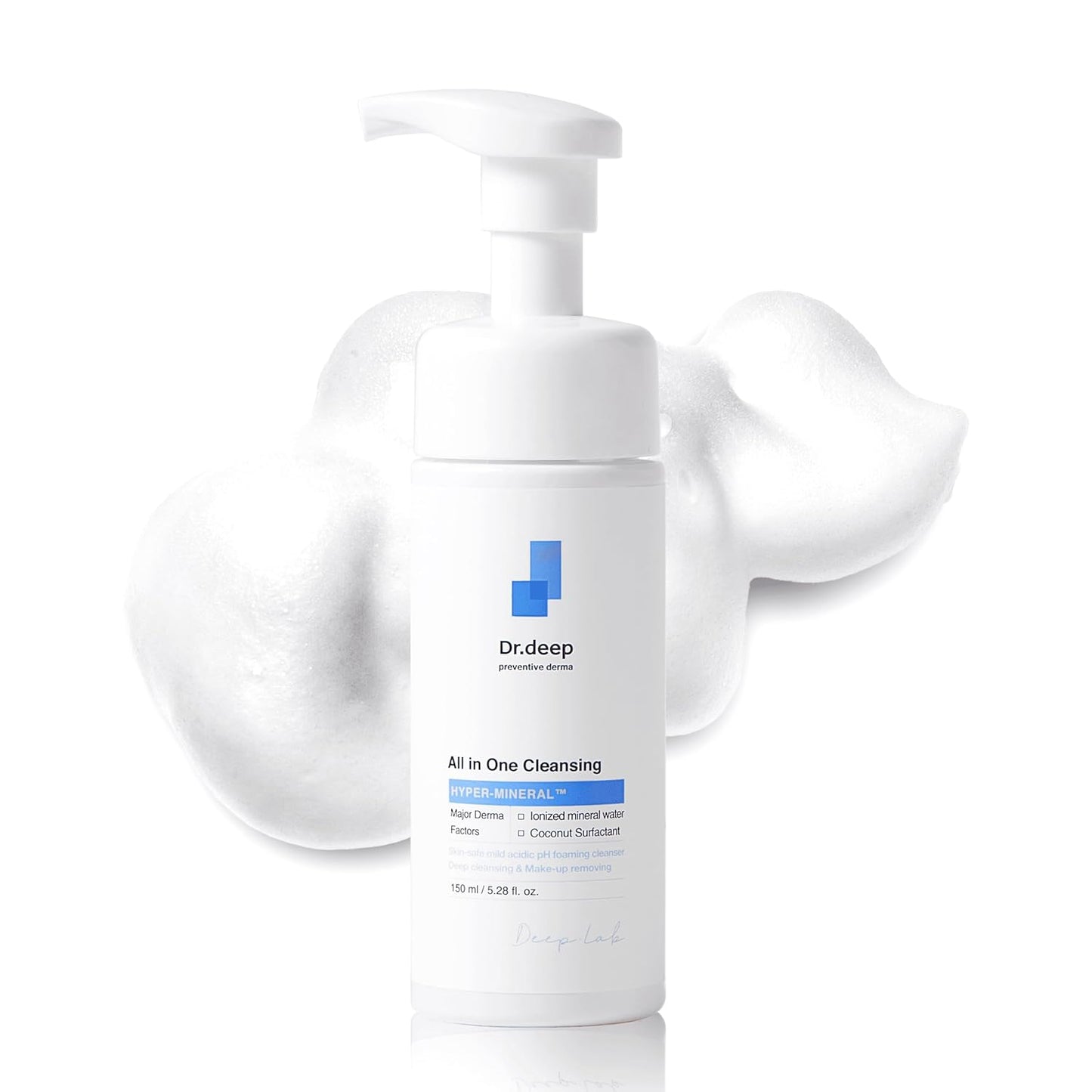 Dr.Deep All in One Cleansing - Korean Foaming Facial Cleanser for Bumpy Skin & Blackheads, Makeup Removing Cleanser & Gentle Face Wash for All Skin Types - 5.07 fl. oz