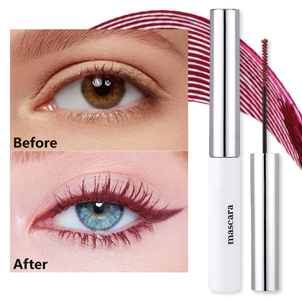 Colored Mascara for Eyelashes Set,Colorful Waterproof Mascara for eyelashes Long lasting Charming Voluminous for Women Halloween Eye Makeup (#10-Brick red, 1 Count （Pack of 1))
