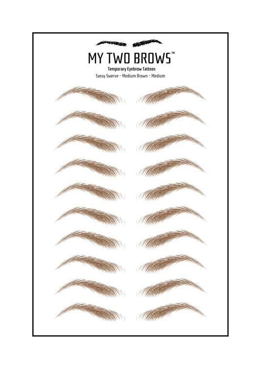 (10 pairs) Ash Brown Temporary Eyebrow Tattoo - Large Size - Waterproof & Smudgeproof - Classy Curve Style Eyebrow Stickers - Sheet Lasts up to 30 Days - Won't Work on Existing Brows