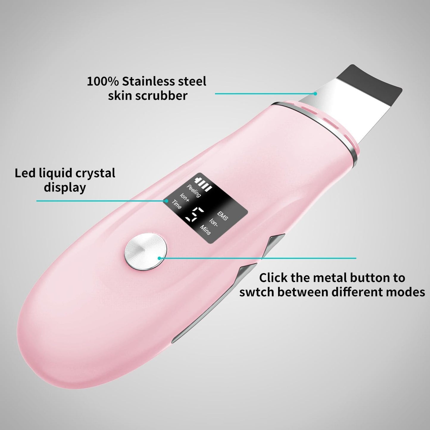 Face Scrubber Skin Spatula - Blackhead Remover Deep Cleansing Tool for Pore Extraction, 4-in-1 Fast Charging Dock Blackhead Remover Face Spatula for Facial Skincare Women Gift (Pink)