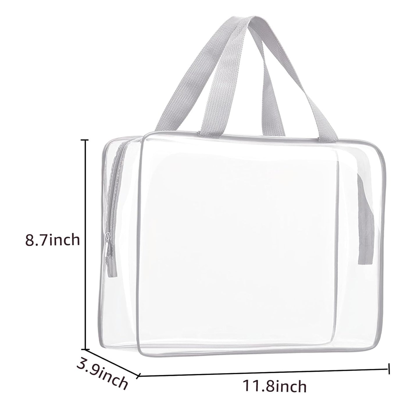 2Pcs Crystal Clear PVC Travel Toiletry Bag Kit for Women Men, Waterproof Vinyl Packing Organizer Storage Bags with Zipper Handle Straps, Cosmetic Pouch Carry on Airport Airline Compliant Bag Handbag