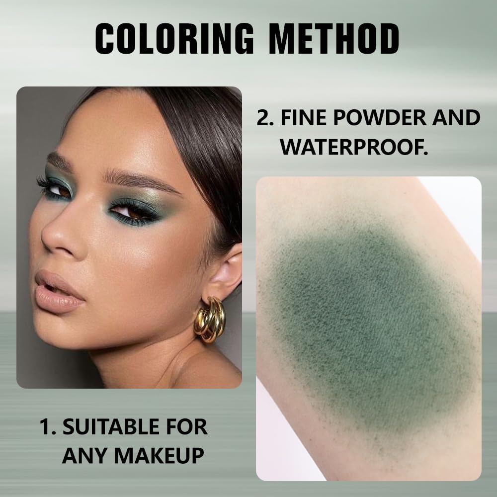 evpct Dark Green Matte Single Eyeshadow Palette, Forest Green Cream Eye Shadow Palette Makeup Singles for Older Women Matte, High Pigment Long Lasting Mini Monochrome Eyeshadow Sombra Para Ojos, 16
