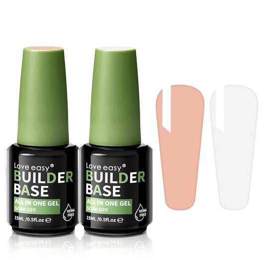 Salon-Grade Builder Gel（Milky White+ Wooly Beige）- Hypoallergenic Strong Base Coat | Long-Lasting Adhesion (30+ Days) for Professional Nails Gift for Women