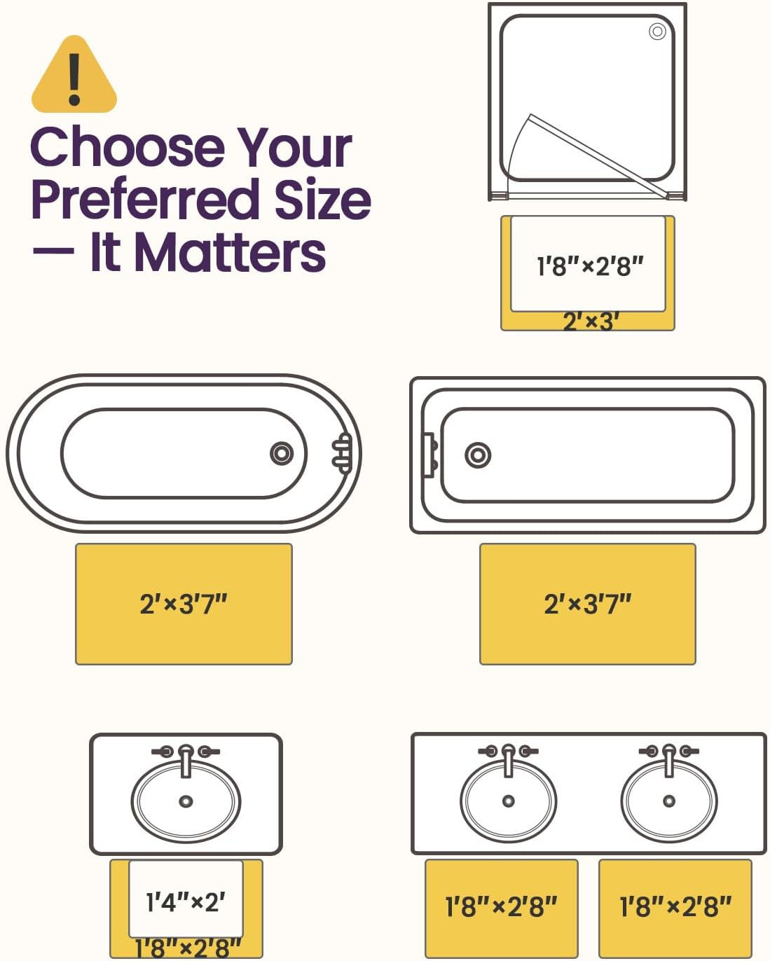 DEXI Bathroom Rugs 36x24, Washable Non Slip Bath Mat for Shower Floor, Absorbent Quick Dry Bathmat with Rubber Backing, Ultra Soft Plush Carpet for Tub, Black