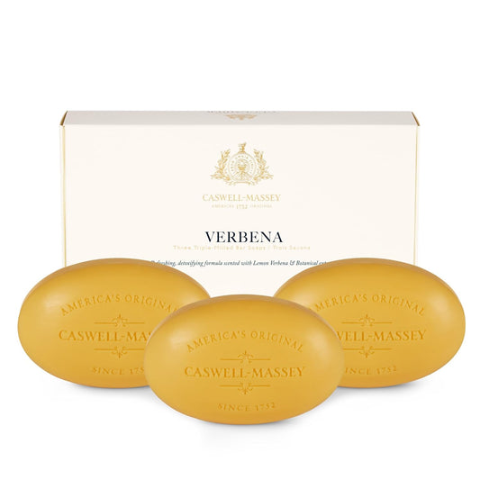 Caswell-Massey Castile Bar Soap, Womens Body Wash, Hand Soap, and Face Wash, Moisturizing Natural Body Soap for Bath or Shower, Verbena, 3 Bar Gift Set