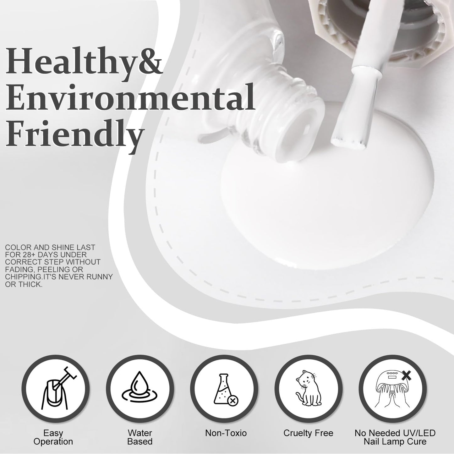 Major Dijit Quick Dry Nail Polish 12ml/0.41fl oz White Regular Lacquer Fast Drying & Long Lasting Polish Art Effect for Salon