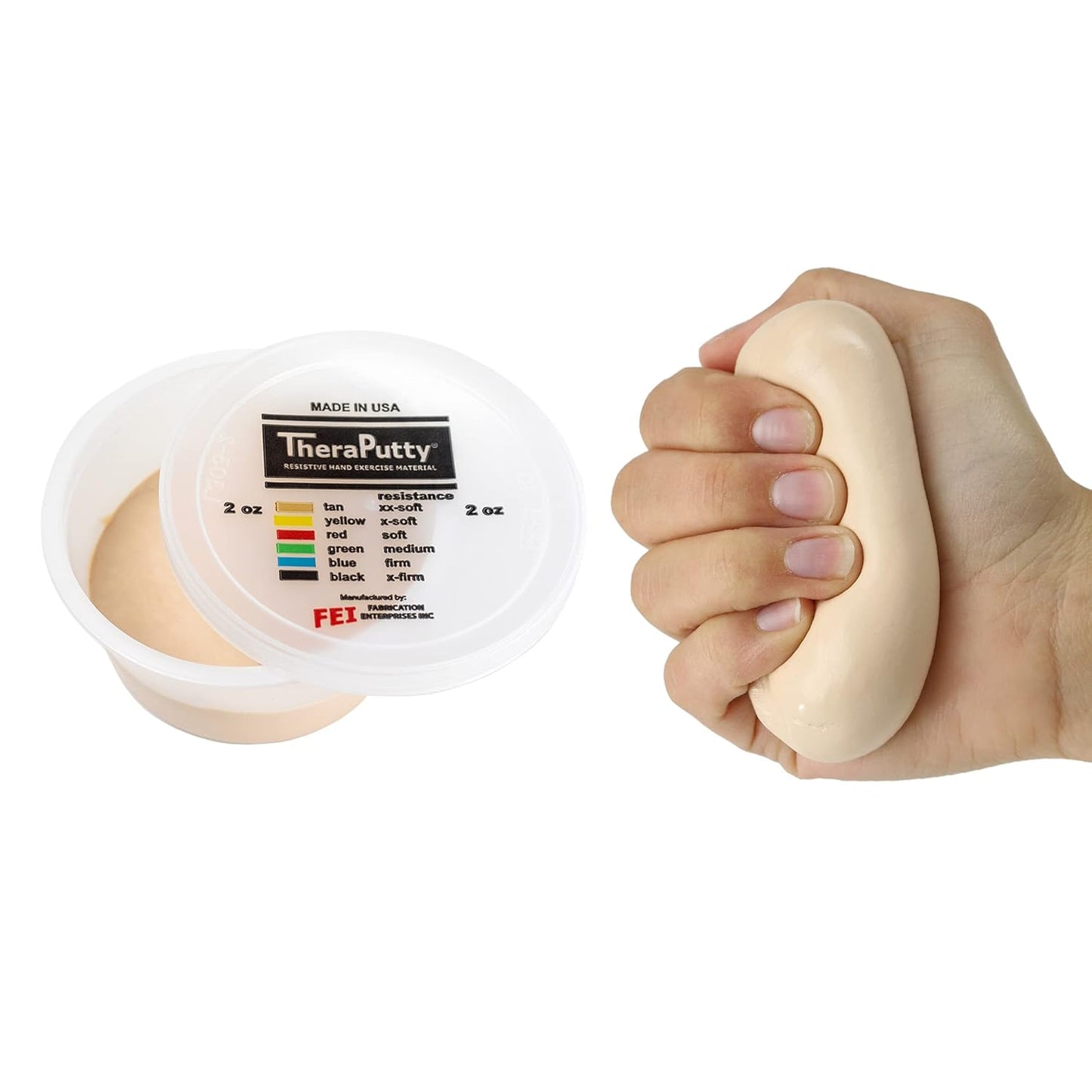 CanDo Theraputty Plus Hand Exercise Putty for Rehabilitation, Exercises, Hand Therapy, Hand Strengthening, Stress Relief - Tan 2 oz XX-Soft