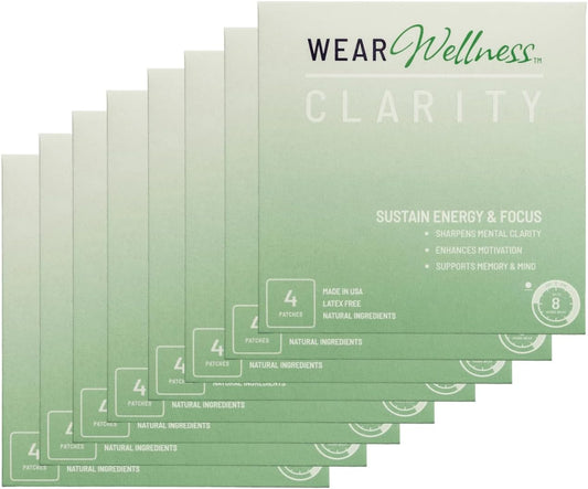 Clarity Film Patches – Topical Patches for Energy & Focus - Patch with Botanical Extracts – Natural Support for Memory & Concentration - Long-Lasting Effect – 32 Pack