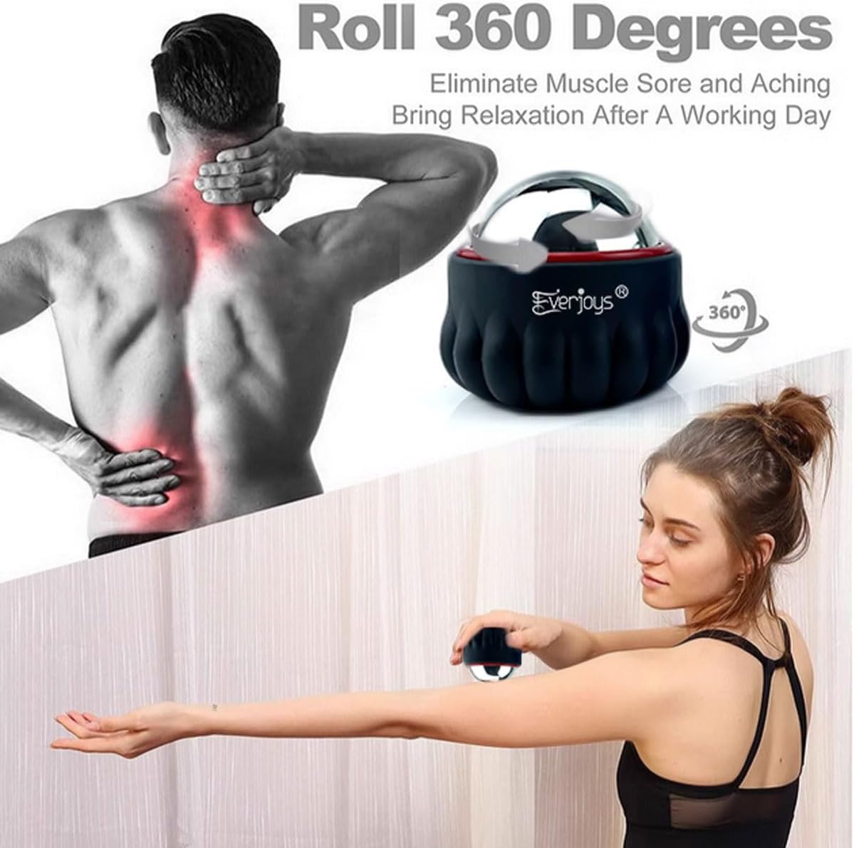 Everjoys Massage Ice Roller Ball, Cold & Heat Therapy Relief Massager, Deep Tissue Massage Pain Relief, Massager Tool for Back/Neck/Body/Face/Foot Pain, Muscles Recovery