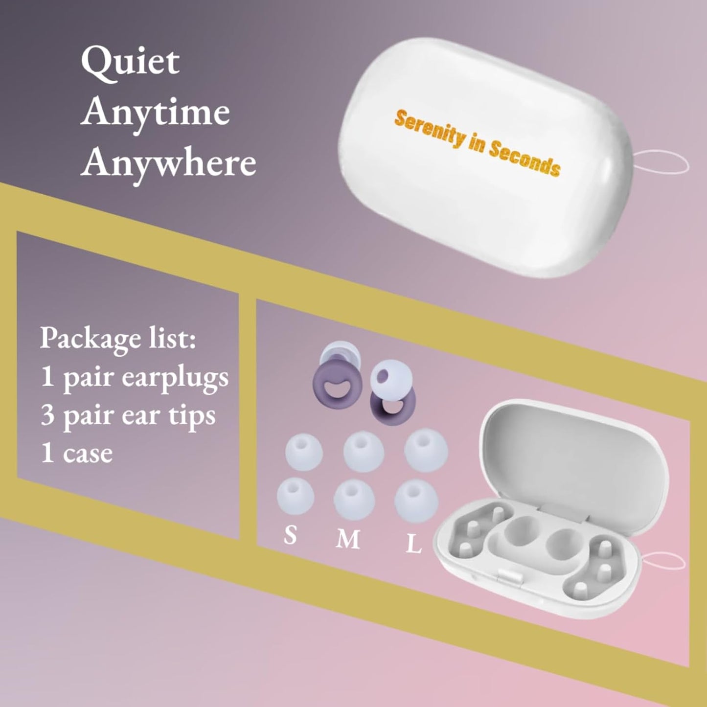 30dB Noise Cancelling Ear Plugs for Sleeping - Reusable Silicone Earplugs for Adults & Kids, Soft Ear Protection for Snoring, Concerts, Lawn Mowing, Travel & Work (6 Ear Tips with Case, Violet)