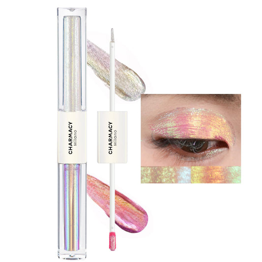 CHARMACY 2 in 1 Starlit Duochrome Liquid Eyeshadow, Glitter Sparkle Colorful Liquid Eyeliner, Quick Drying, High Pigmented, Long lasting Holographic Glitter Multichrome Eye Makeup #01