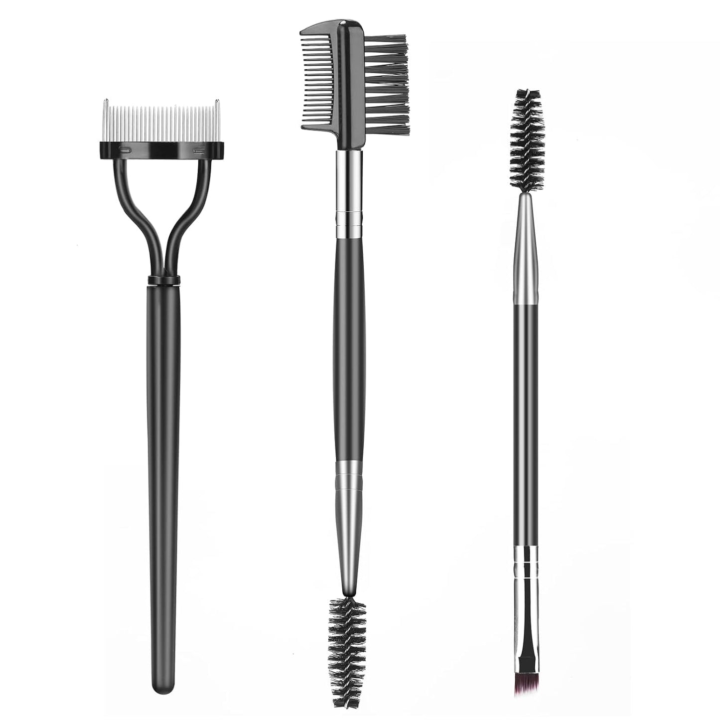 Eyebrow Brush Eyelash Separator Brow Comb & Lash Spoolie Professional Eye Makeup Tools (3 Pieces Set)