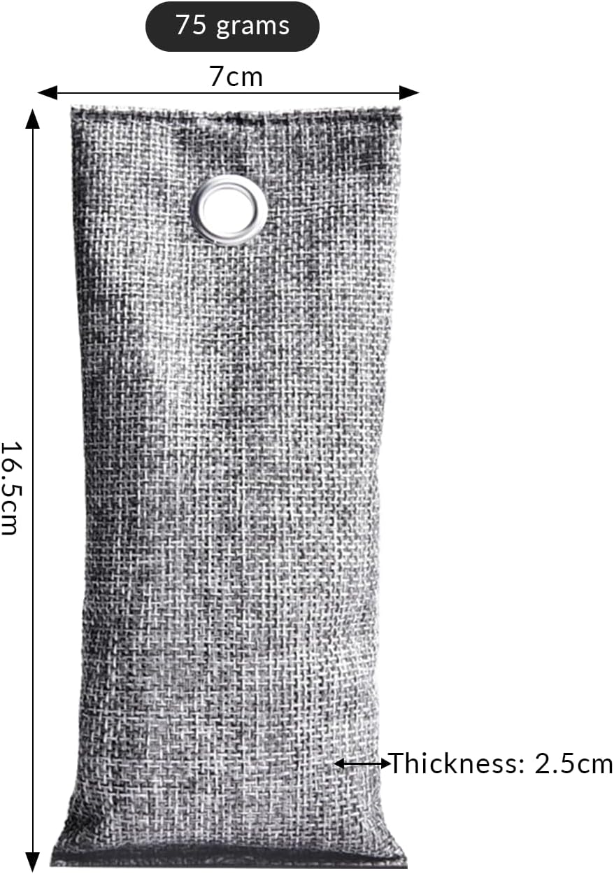 4 Pack charcoal odor absorber,Bamboo Charcoals Air Purifying Bag Charcoals Deodorizer Eliminator for Strong Odors in Car, Closet, Shoe, Basement (75G*4 Pack Beige, Unscented)