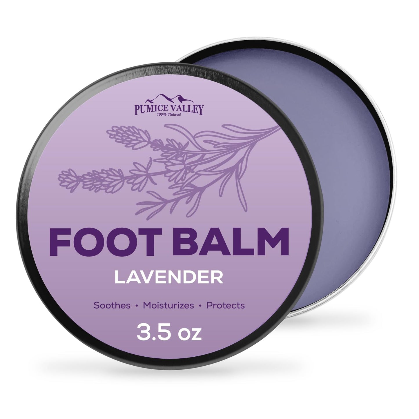 Pumice Valley Foot Balm Cream for Dry Cracked Heels and Feet - Natural Foot Moisturizer Balm for Calluses and Dry Feet Treatment - Lavender Foot Lotion 3.5 Oz