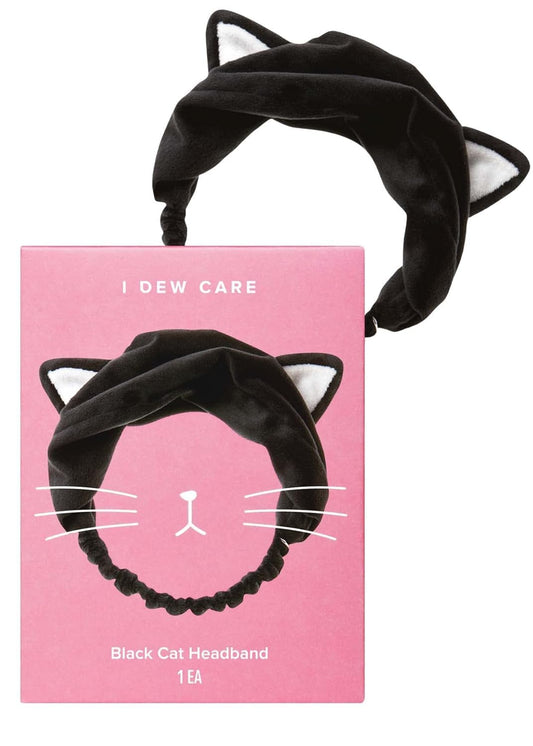 I DEW CARE Face Wash Headband - Black Cat | Adorable Design, Perfect for Washing & Cleansing, Makeup and Spa, Bath, Skincare, Quick Dry, Soft & Fuzzy, Non Slip, Reusable, Teen Girls Stuff