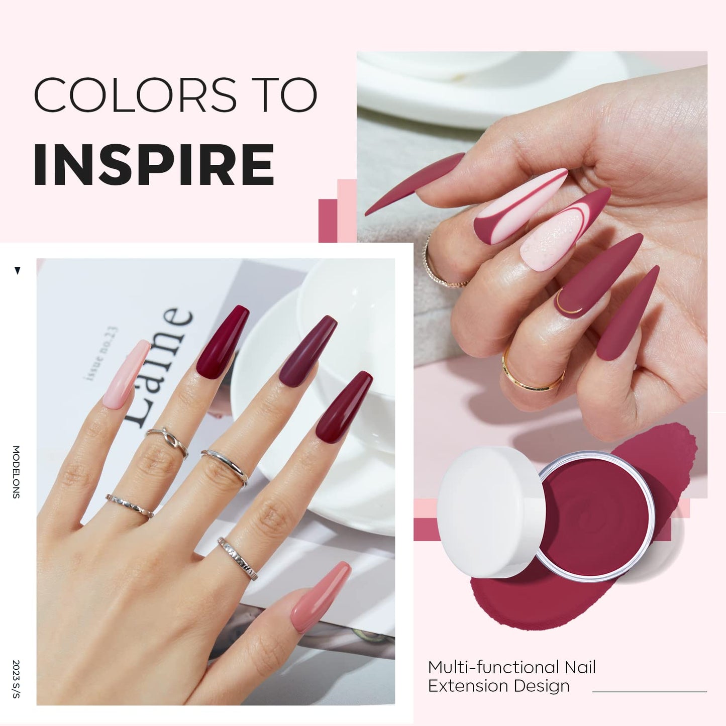 Modelones 12 Pcs Acrylic Powder Set Maple Leaf Collection Acrylic Nail Powder Gold Red Orange Brown Professional Nail Extension, Carving, French Kit Christmas Gifts for Women