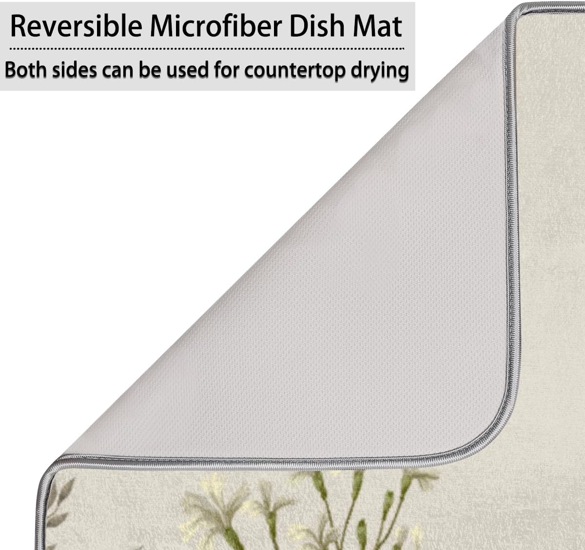 Hexteria Dish Drying Mat for Kitchen Counter Kitchen Drying Mat Dish Rack Mat Dish Drainer Pad Microfiber Absorbent Washable Drying Pad for Countertop, Mushroom
